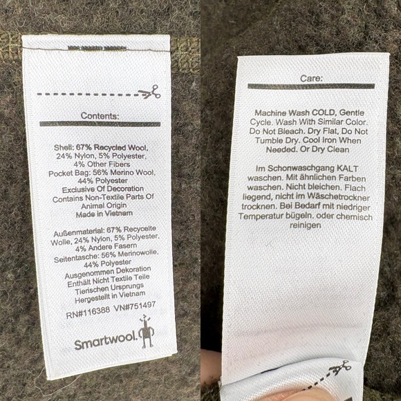 SMARTWOOL Echo Lake 1/2 Zip Green Merino Wool Jacket S - Picture 8 of 9